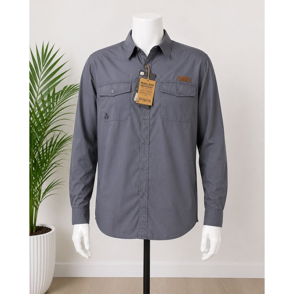 NWT Mystic Men's Blue/Gray Button Up Fishing Shirt XL Outdoor Hiking Long Sleeve